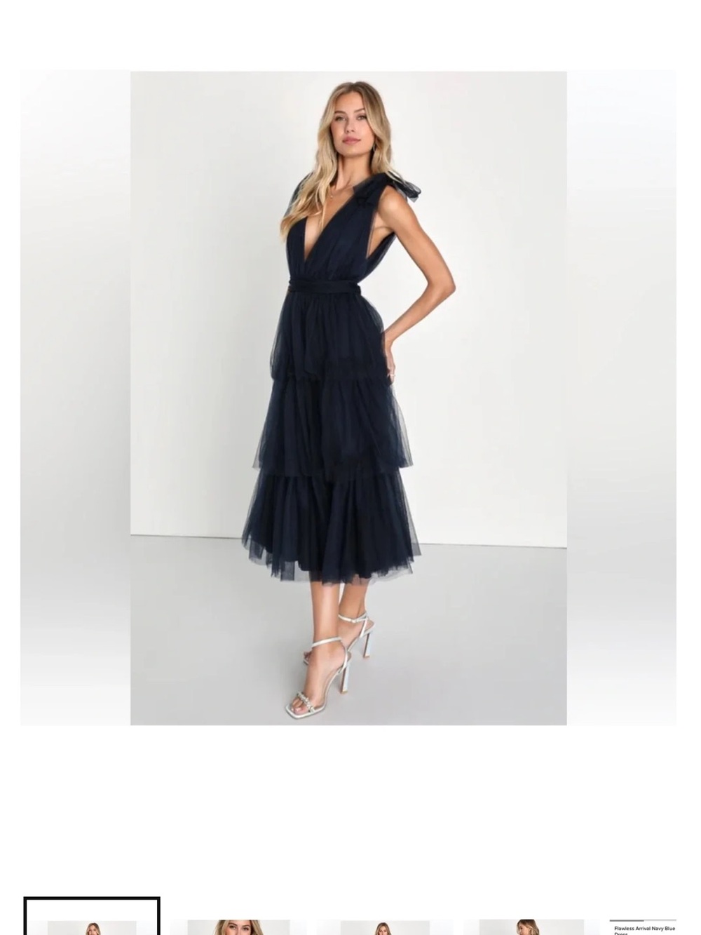 Lulu's Navy Tiered Tulle Midi Dress
